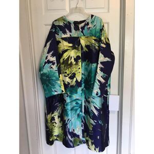 NWT IRIS APFEL New w/Tags 2X Rara Avis by Apfel Long Coat Navy Floral King Coat